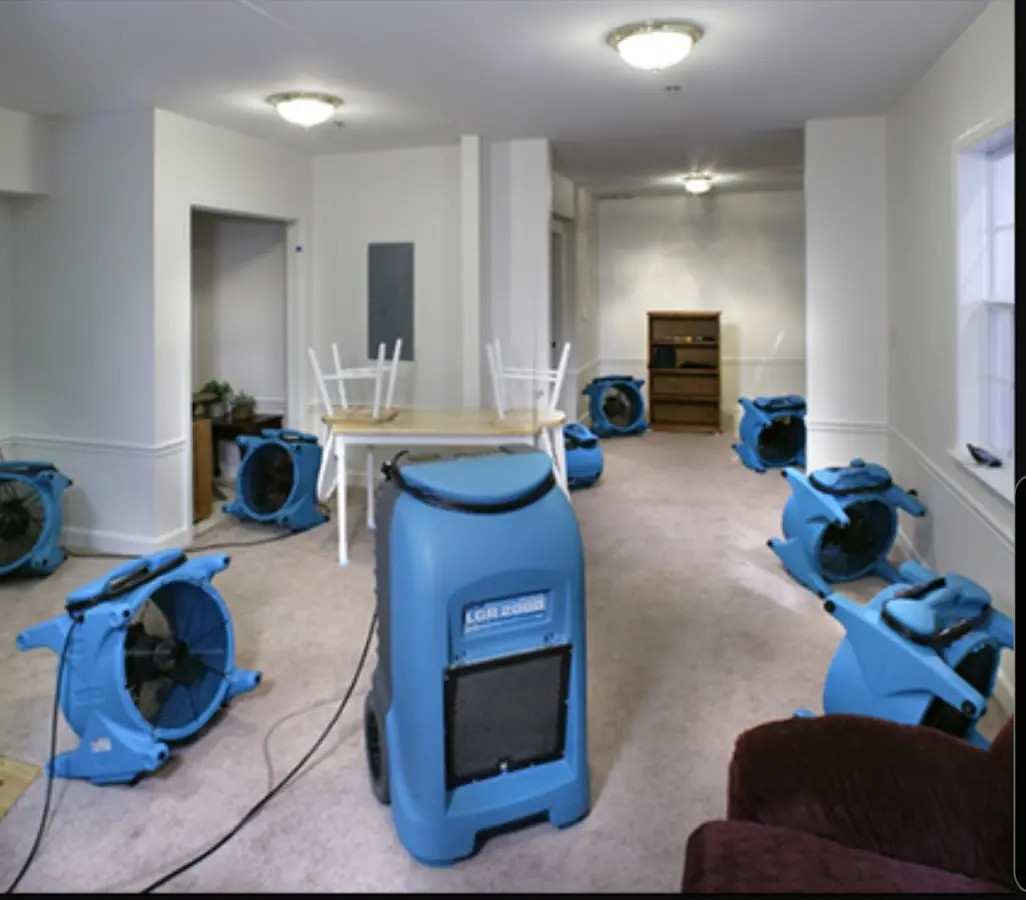 Air movers and dehumidifier setup for Water Extraction & Removal in Hillsdale